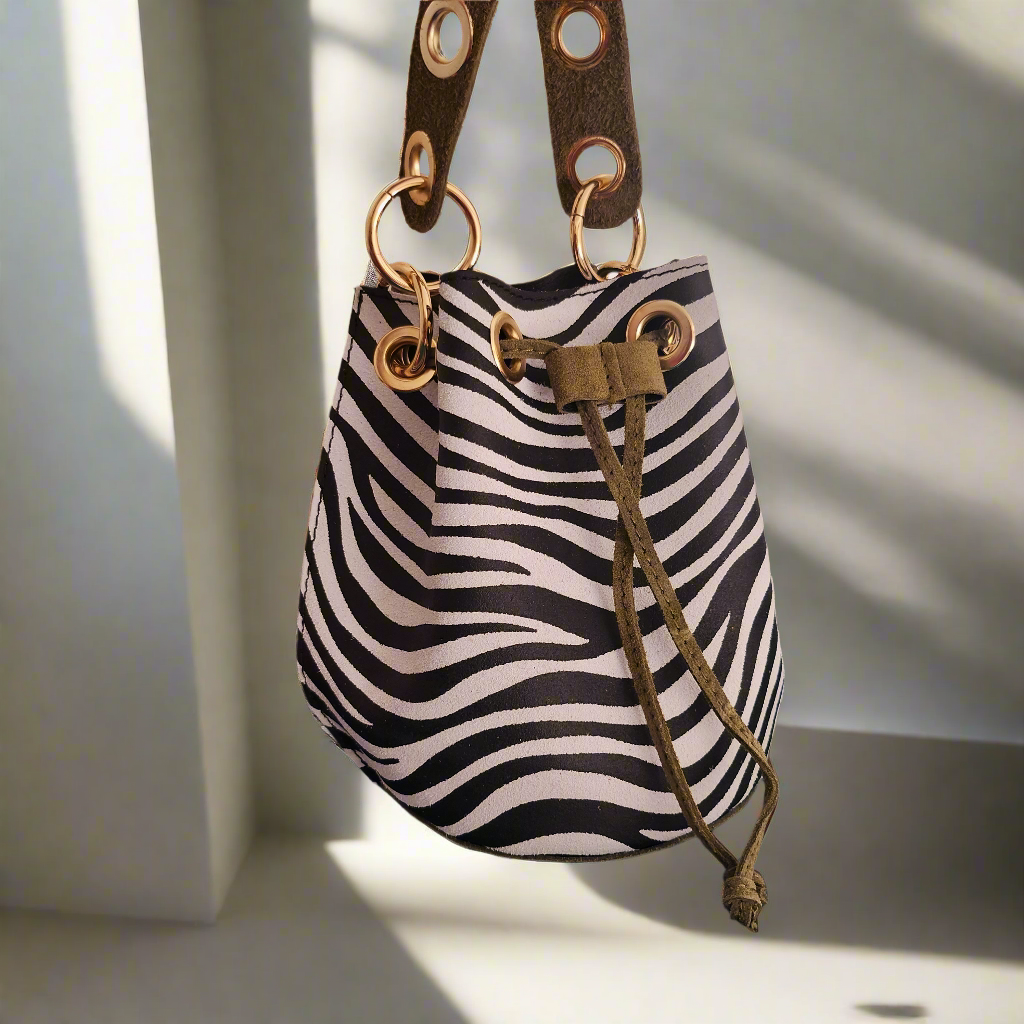 Bolso " Roche " cebra y verde botella