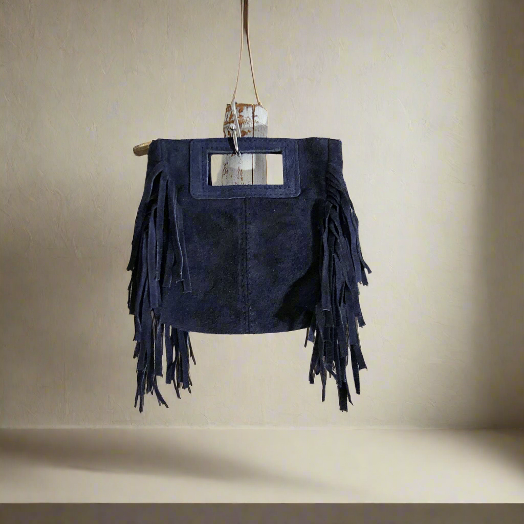 Bolso flecos Pequeño Azul Marino