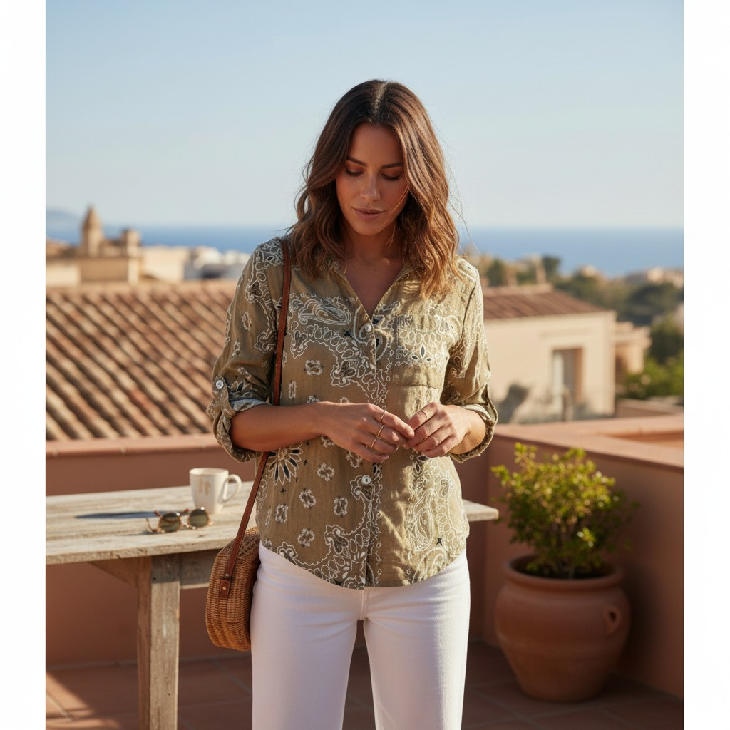 Camisa bandana beige