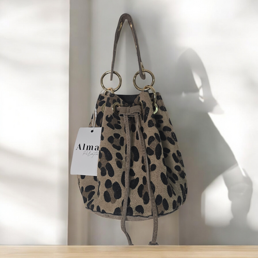 Bolso " Roche " leopardo y beige