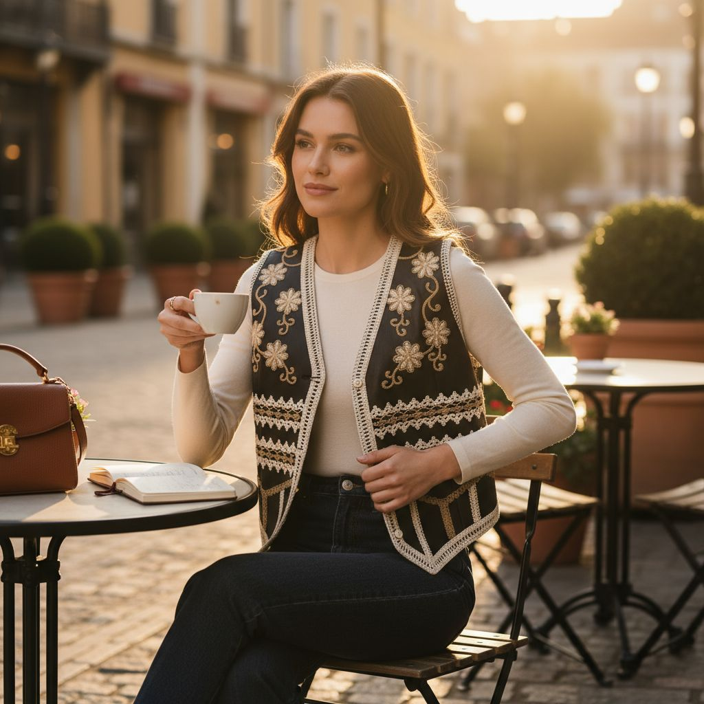 Chaleco bordado negro