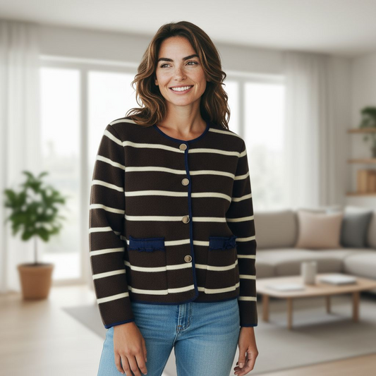 Cardigan Rayas Marrón